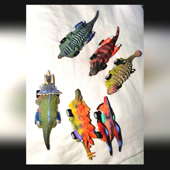 : 19pc mix lot of Pull Back Cars Dino Toy Dinosaur go cart Kids action figures - Picture 3 of 10